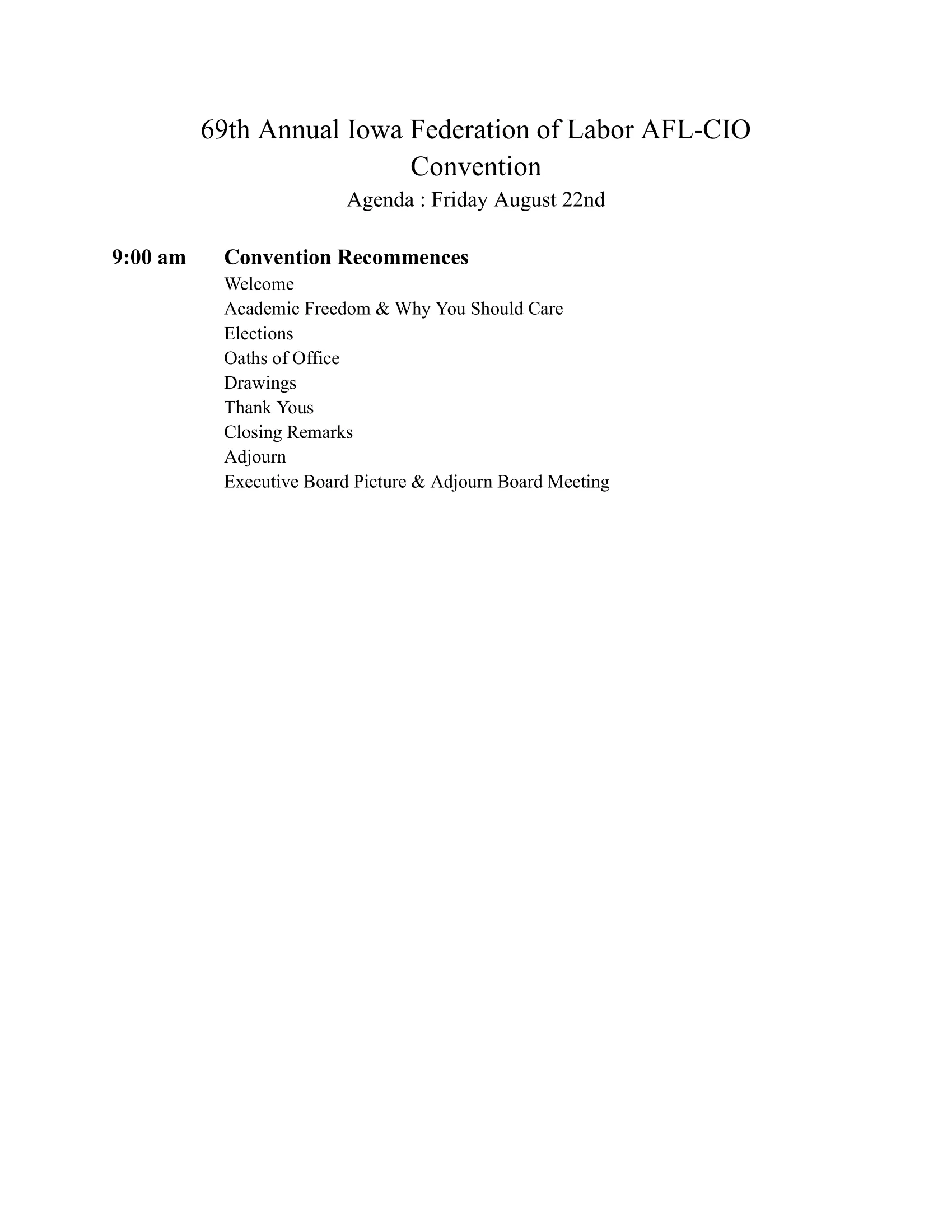 Convention Agenda 3