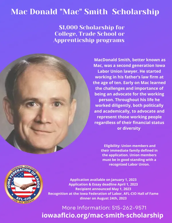 Mac Donald "Mac" Smith Scholarship