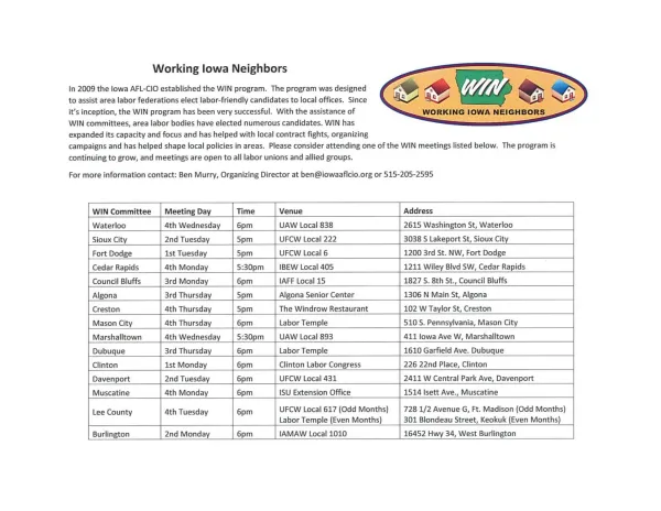 WIN schedule 2018